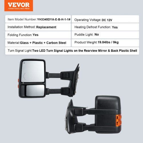 Towing Mirrors Left Right Pair Set for 19992007 Ford F250 F350 F450
