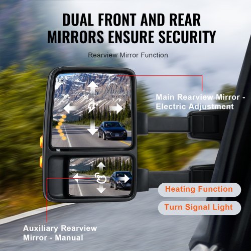 Towing Mirrors Left Right Pair Set for 20082016 Ford F250 F350 F450