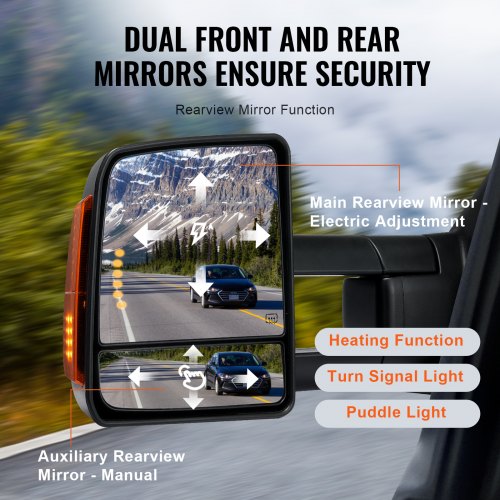 Towing Mirrors Left Right Pair Set for 20072016 Toyota Tundra Power