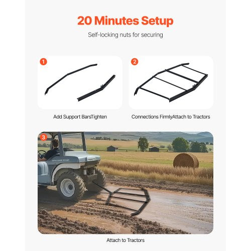 Drag Harrow 72 Width Tow Behind Drag Harrow Steel Gravel Grader ATV UTV 