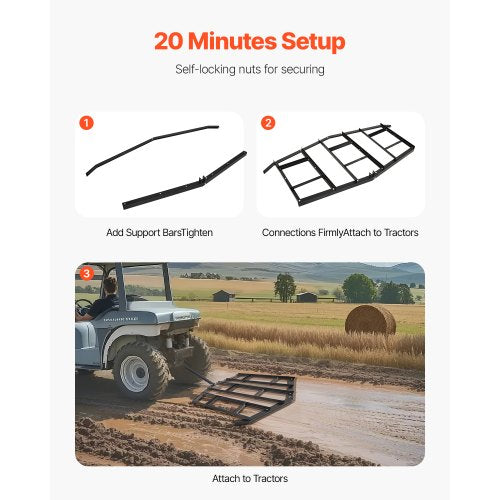 Drag Harrow 84 Width Tow Behind Drag Harrow Q235 Steel Driveway Grader