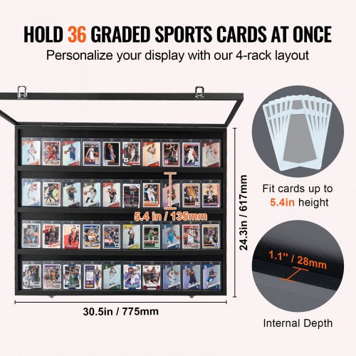 36 Graded Sports Card Display Case 305x243x21 in Baseball Card Display