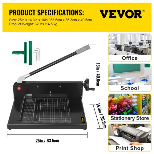 Paper Cutter 12Inch A4 Commercial Heavy Duty Paper Cutter 300 Sheets 45HRC