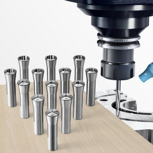 13 pcs Precision R8 Collet Set, 1/8'' - 7/8'', 45# Alloy Steel Mill Collet Chuck 0.0012"/30?m TIR with 13 Labeled Storage Boxes, for Milling Machine Drill Presses Boring Machine Machining Center