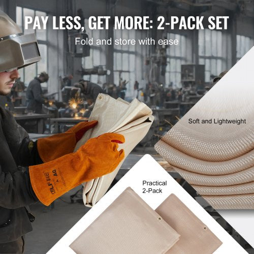Welding Blanket 2 Pack 6FT x 8FT Heat Treated Welding Blanket Up To 998°F