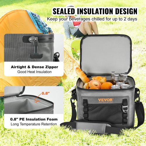 Soft Cooler Bag 24 Cans Soft Sided Cooler Bag Leakproof with Zipper