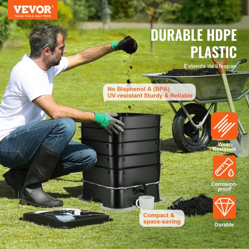 5Tray Worm Composter 50 L Worm Compost Bin Outdoor and Indoor Sustainable