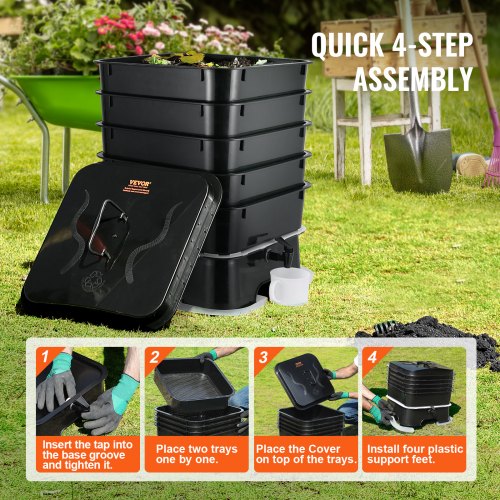 5Tray Worm Composter 50 L Worm Compost Bin Outdoor and Indoor Sustainable