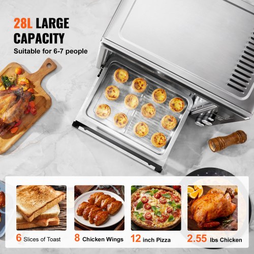 Countertop Convection Oven 28L Toaster Baker 10IN1 1800W for Home Use