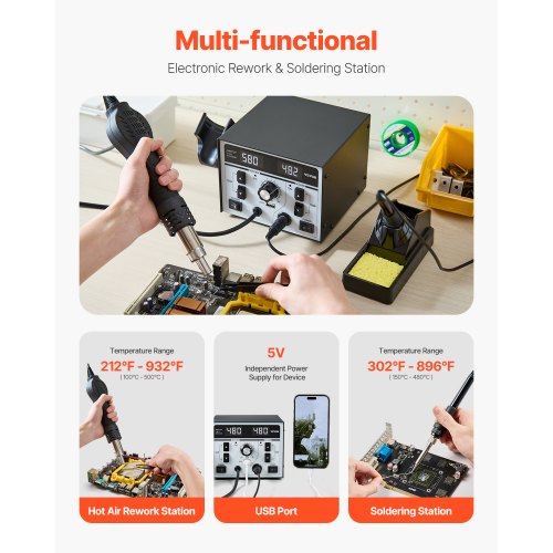2in1 Hot Air Rework Station Soldering Station 820W LED Digital Rework