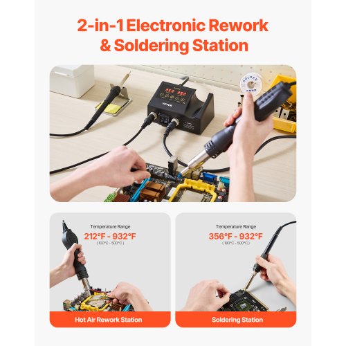 2in1 Hot Air Rework Station Soldering Station 750W Digital Rework and Soldering