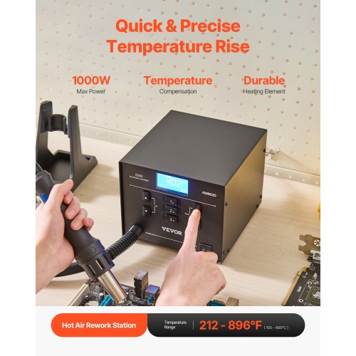 Hot Air Rework Station 1000W Digital SMD Rework Station 212896 Hot Air