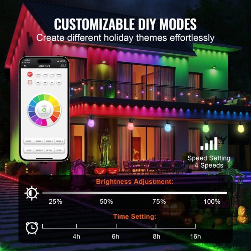 RGB Outdoor String Lights 50FT Outside Patio Lights with APP Control 15