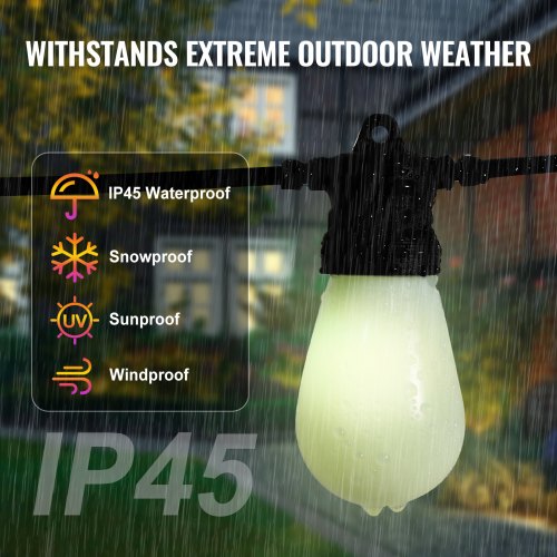 RGB Outdoor String Lights 50FT Outside Patio Lights with APP Control 15