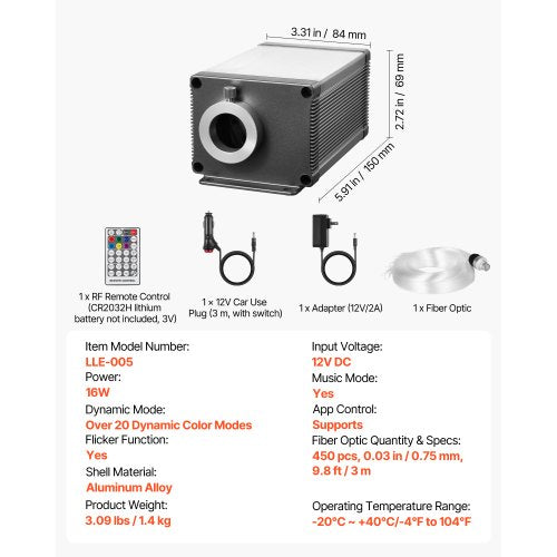 Starlight Headliner Kit 450 pcs03 in 9.8 ft 16W Twinkle Fiber Optic