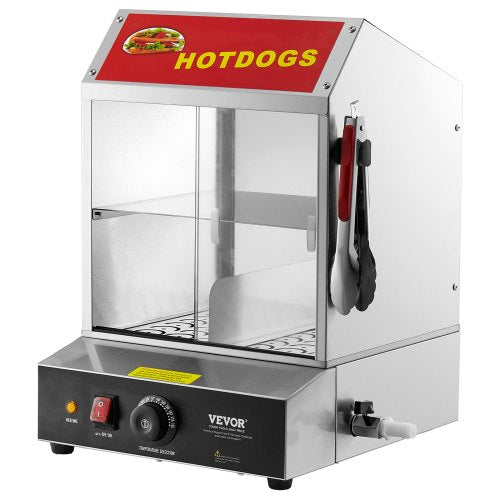 Commercial Hot Dog Steamer 2Tier Electric Bun Warmer 285QT Slide Doors  27L