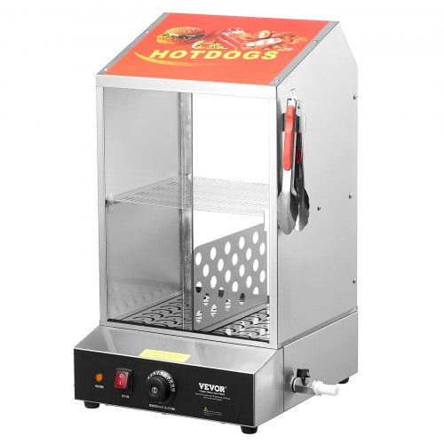 Commercial Hot Dog Steamer 2Tier Electric Bun Warmer 39QT Slide Doors – 37L