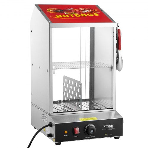 Commercial Hot Dog Steamer 2Tier Electric Bun Warmer 39QT Slide Doors – 37L