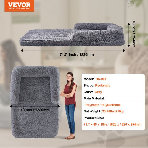Human Dog Bed 72 x48x10 Giant Human Dog Bed for Adults and Pets Human