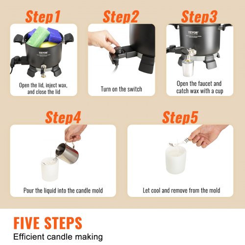 5 Liter Wax Melter for Candle Making Large Electric Wax Melting Pot Easy