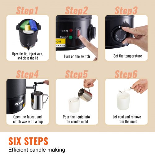 Wax Melter for Candle Making 6.5 Liter Large Electric Wax Melting Pot Easy