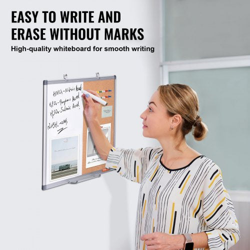 24x18 Whiteboard Cork Board Combo with Aluminum Frame  2in1 Magnetic