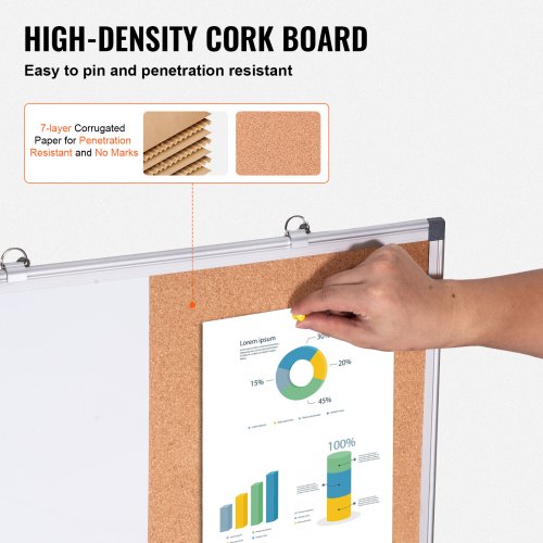 24x18 Whiteboard Cork Board Combo with Aluminum Frame  2in1 Magnetic