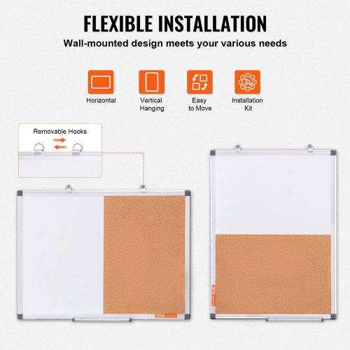 24x18 Whiteboard Cork Board Combo with Aluminum Frame  2in1 Magnetic
