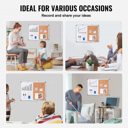 24x18 Whiteboard Cork Board Combo with Aluminum Frame  2in1 Magnetic