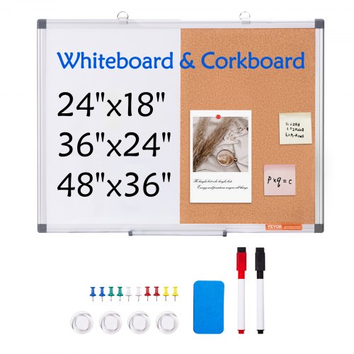 24x18 Whiteboard Cork Board Combo with Aluminum Frame  2in1 Magnetic