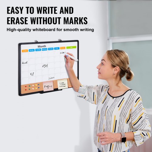 24x 18 Monthly Calendar Whiteboard Cork Board Combo with Aluminum Frame