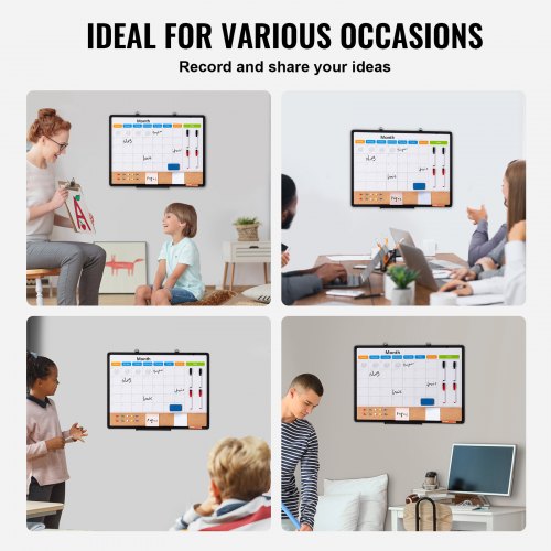 24x 18 Monthly Calendar Whiteboard Cork Board Combo with Aluminum Frame