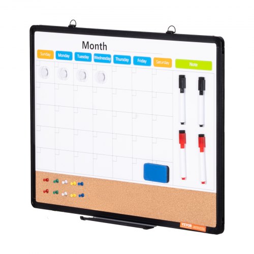 24x 18 Monthly Calendar Whiteboard Cork Board Combo with Aluminum Frame