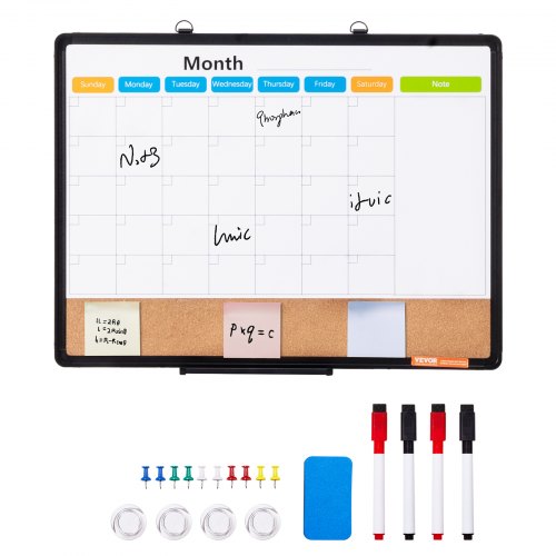 24x 18 Monthly Calendar Whiteboard Cork Board Combo with Aluminum Frame