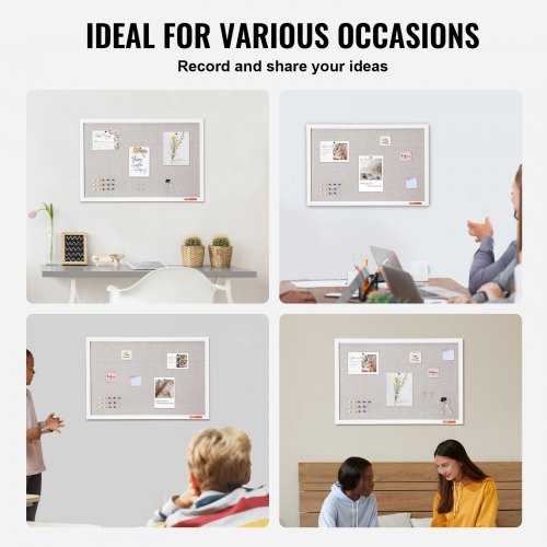 30x20 White Cork Board with Linen Surface  Stylish WallMounted Bulletin