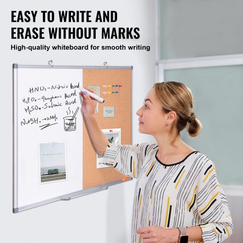 36x 24 Whiteboard Cork Board Combo with Aluminum Frame  2in1 Magnetic