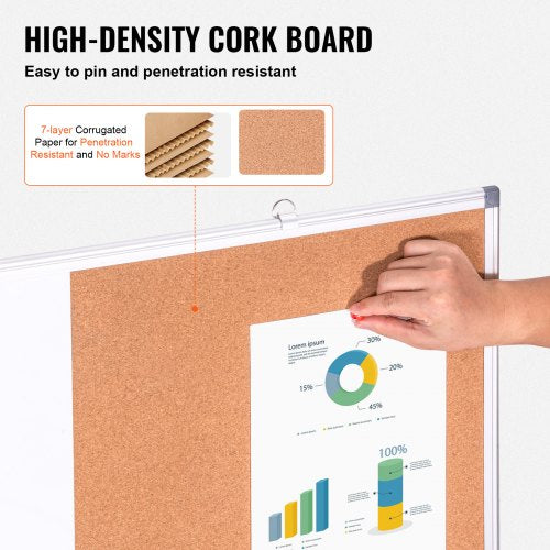 36x 24 Whiteboard Cork Board Combo with Aluminum Frame  2in1 Magnetic