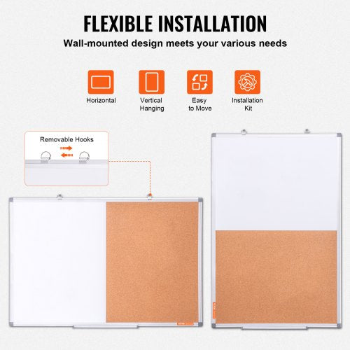 36x 24 Whiteboard Cork Board Combo with Aluminum Frame  2in1 Magnetic