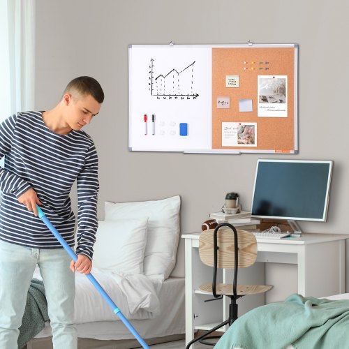 36x 24 Whiteboard Cork Board Combo with Aluminum Frame  2in1 Magnetic