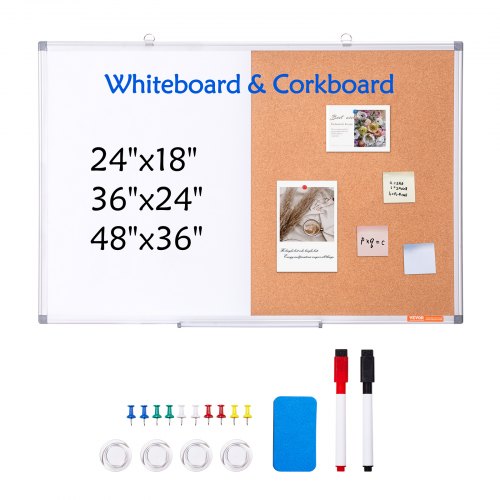 36x 24 Whiteboard Cork Board Combo with Aluminum Frame  2in1 Magnetic