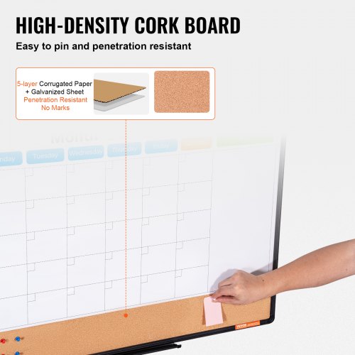 36x 24 Monthly Calendar Whiteboard Cork Board Combo with Aluminum Frame