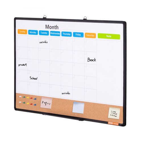 36x 24 Monthly Calendar Whiteboard Cork Board Combo with Aluminum Frame
