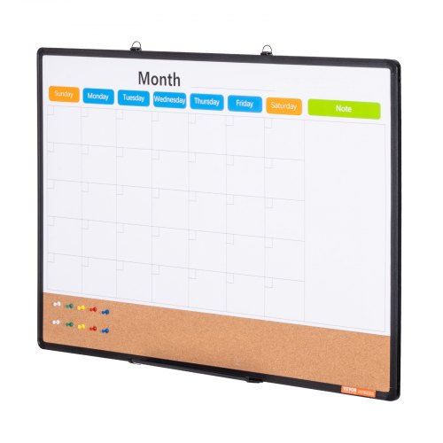 36x 24 Monthly Calendar Whiteboard Cork Board Combo with Aluminum Frame