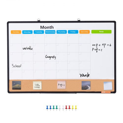 36x 24 Monthly Calendar Whiteboard Cork Board Combo with Aluminum Frame