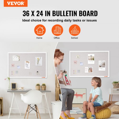 36x24 White Cork Board with Linen Surface – Stylish WallMounted Bulletin