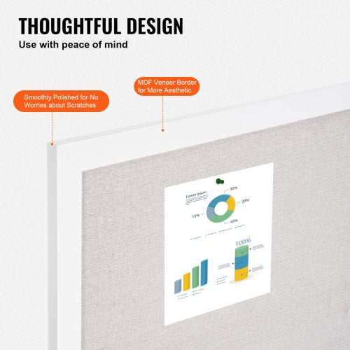 36x24 White Cork Board with Linen Surface – Stylish WallMounted Bulletin