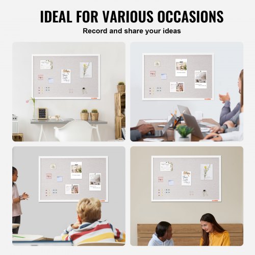 36x24 White Cork Board with Linen Surface – Stylish WallMounted Bulletin