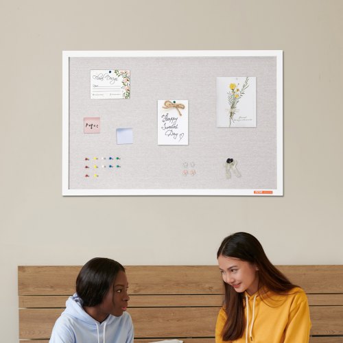 36x24 White Cork Board with Linen Surface – Stylish WallMounted Bulletin