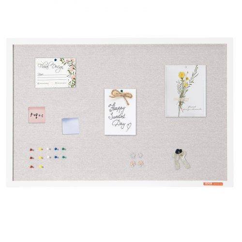 36x24 White Cork Board with Linen Surface – Stylish WallMounted Bulletin