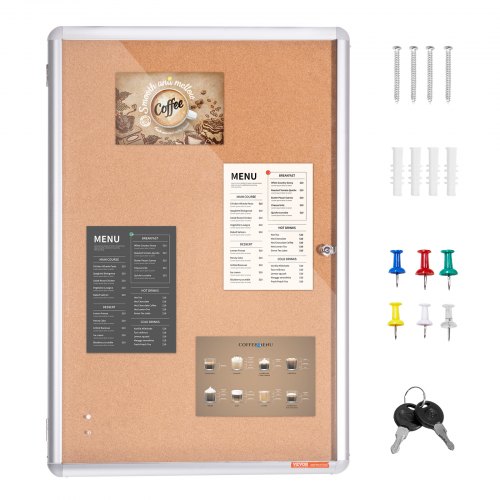 36x24 Enclosed Cork Board with Aluminum Frame – Lockable Bulletin Board